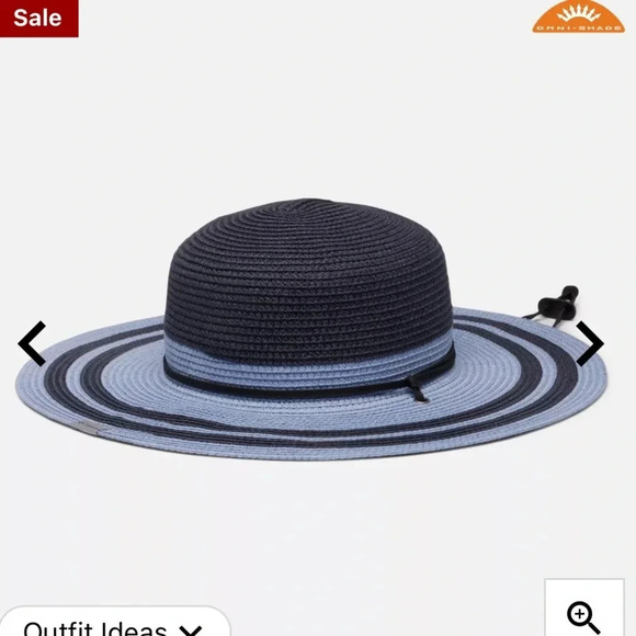 Columbia Global Adventure packable Wide Brim Chin Strap  Straw Hat navy blue - Picture 2 of 7